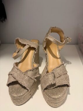 Castaner wedge sparkly gold shoe